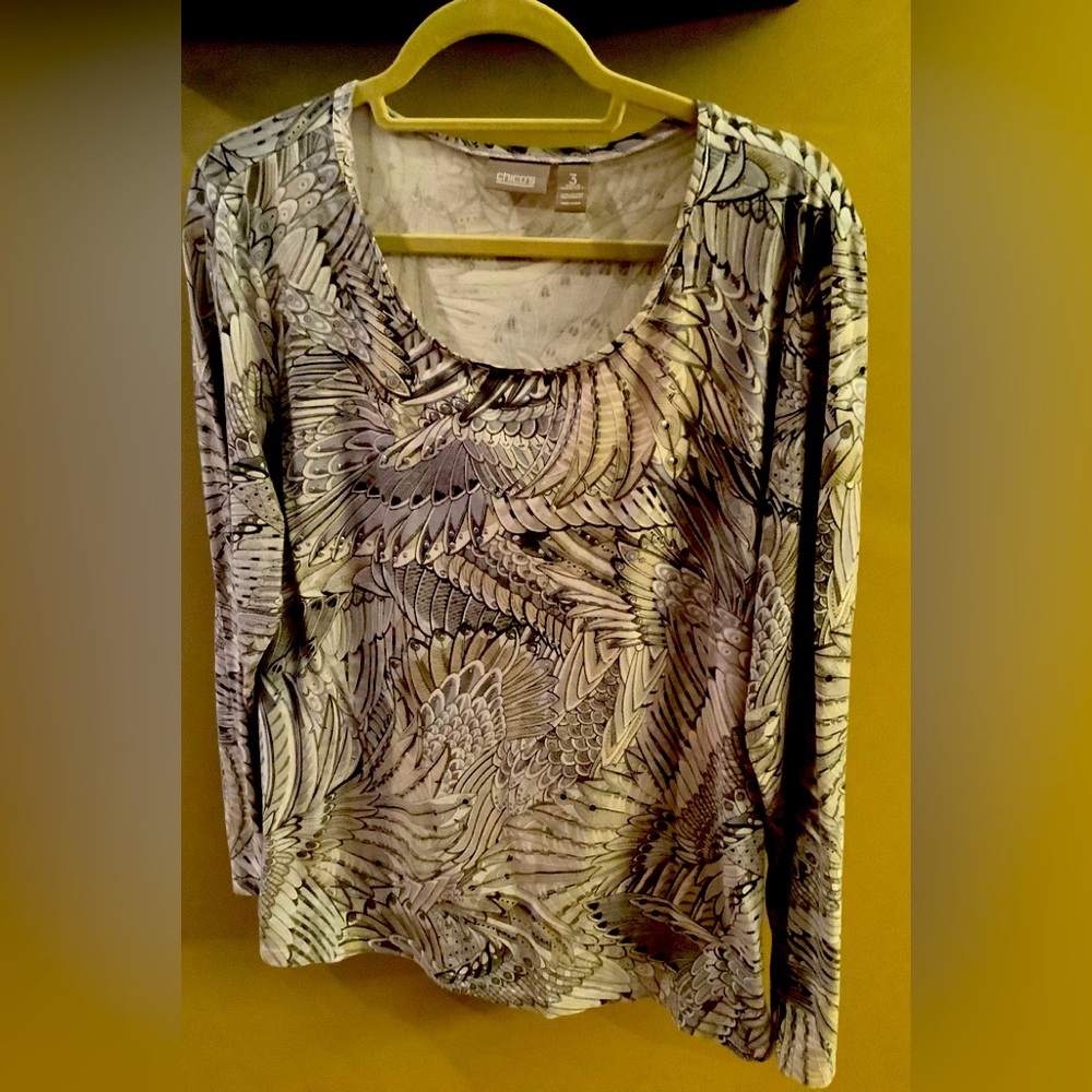 Chicos. Size 3 long sleeve cotton top